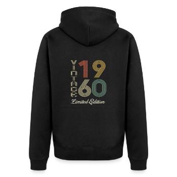 1960 Anniversaire Né en 1960 vintage Rétro. Editio - Veste à capuche bio Premium Unisexe - noir - Dos - Nico (187cm)