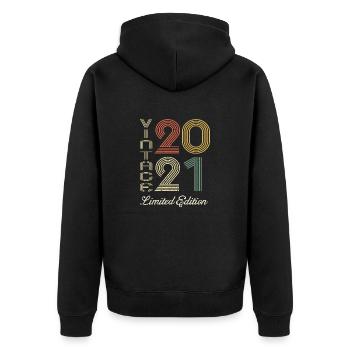 2021 Geburtstag Geboren im Jahr 2021 Vintage Retro. Editio - Unisex Premium Bio Zip Hoodie - Schwarz - Hinten - Nico (187cm)