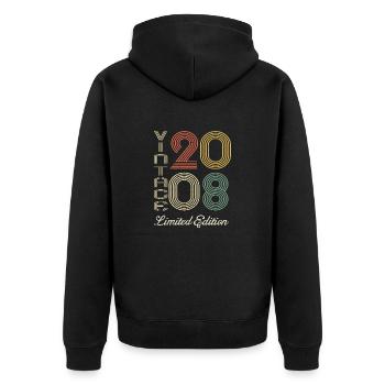2008 Anniversaire Né en 2008 vintage Rétro. Editio - Veste à capuche bio Premium Unisexe - noir - Dos - Nico (187cm)