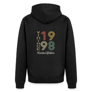 1998 Geburtstag Jahrgang 1998 Vintage Retro. Editio - Unisex Premium Bio Zip Hoodie - Schwarz - Hinten - Nico (187cm)