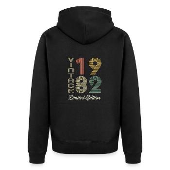 1982 Anniversaire Né en 1982 vintage Rétro. Editio - Veste à capuche bio Premium Unisexe - noir - Dos - Nico (187cm)