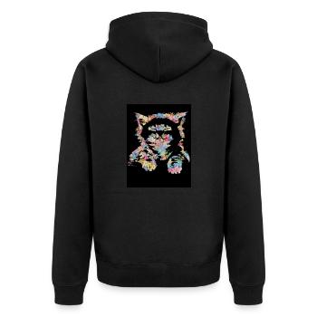 Cat - Unisex Premium Organic Zip Hoodie - black - Back - Nico (187cm)