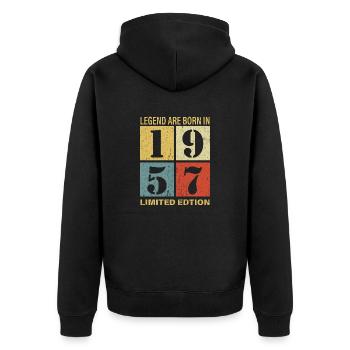 Original Calendar 1957 Vintage Birthday Rec - Unisex Premium Organic Zip Hoodie - black - Back - Nico (187cm)