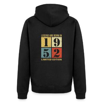 Original Calendar 1952 Vintage Birthday Rec - Unisex Premium Organic Zip Hoodie - black - Back - Nico (187cm)