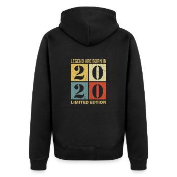 Original Calendar 2020 Vintage Birthday Rec - Unisex Premium Organic Zip Hoodie - black - Back - Nico (187cm)