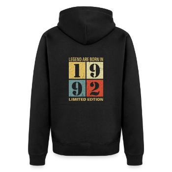 Original Calendrier 1992 Vintage anniversaire rétr - Veste à capuche bio Premium Unisexe - noir - Dos - Nico (187cm)