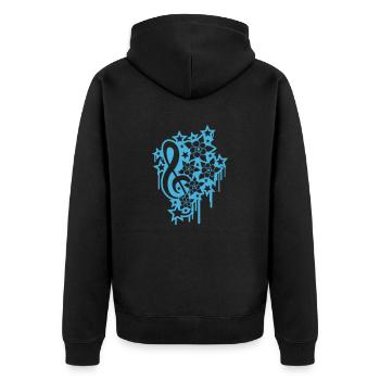 Musik Notenschlüssel Note Graffiti Tropfen Blumen - Unisex Premium Bio Zip Hoodie - Schwarz - Hinten - Nico (187cm)