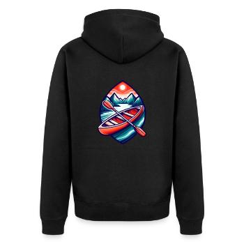 Kanu Boot - Unisex Premium Bio Zip Hoodie - Schwarz - Hinten - Nico (187cm)