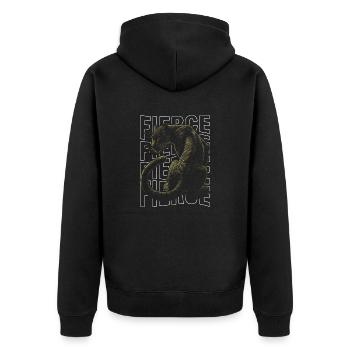 Fierce Panther Design Majestätisches Wildnis-Konzept - Unisex Premium Bio Zip Hoodie - Schwarz - Hinten - Nico (187cm)