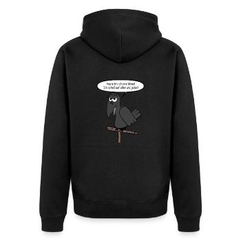 Heute bin ich eine Möwe - Unisex Premium Bio Zip Hoodie - Schwarz - Hinten - Nico (187cm)