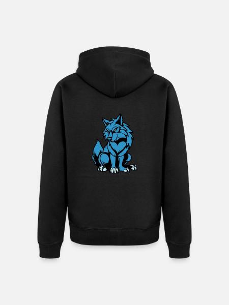 wolf comic tier - Unisex Premium Bio Zip Hoodie - Schwarz