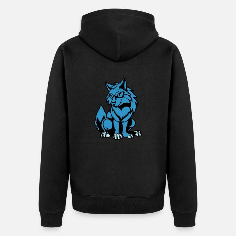 wolf comic tier - Unisex Premium Bio Zip Hoodie - Schwarz