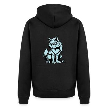 wolf comic tier - Unisex Premium Bio Zip Hoodie - Schwarz - Hinten - Nico (187cm)