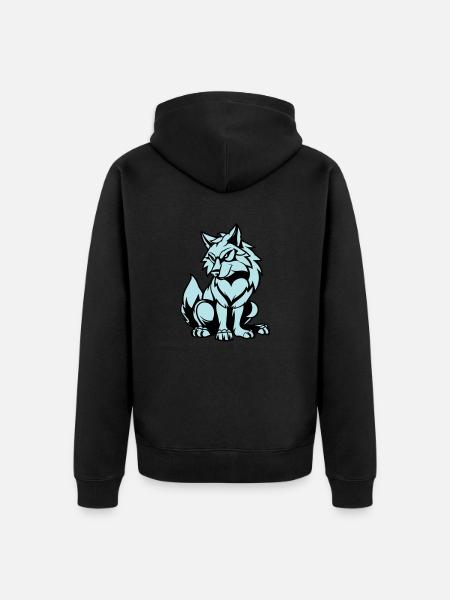 wolf comic tier - Unisex Premium Bio Zip Hoodie - Schwarz