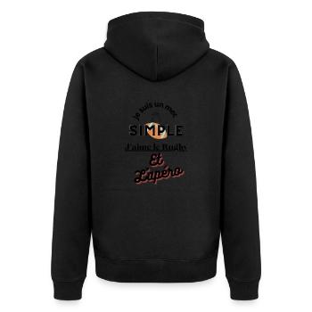 Simple Dude - Rugby and Aperitif - Unisex Premium Organic Zip Hoodie - black - Back - Nico (187cm)