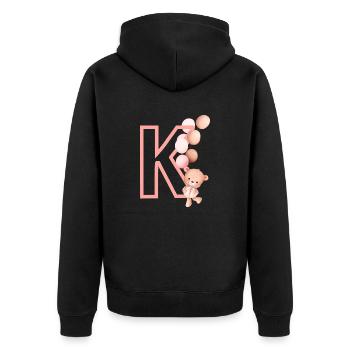 Letter k pink bear - Unisex Premium Organic Zip Hoodie - black - Back - Nico (187cm)