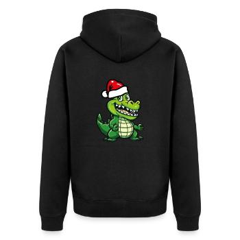 krokodil weihnachten - Unisex Premium Bio Zip Hoodie - Schwarz - Hinten - Nico (187cm)