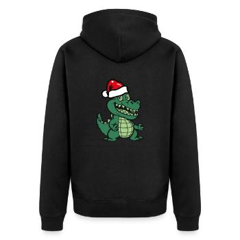 Krokodil Weihnachten - Unisex Premium Bio Zip Hoodie - Schwarz - Hinten - Nico (187cm)