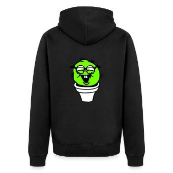 Kaktus Nerd Gesicht Stachelig Hornbrille Cool Geek - Unisex Premium Bio Zip Hoodie - Schwarz - Hinten - Nico (187cm)