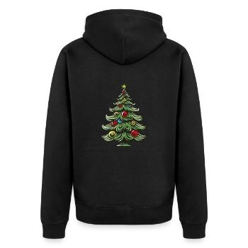 Tannenbaum Weihnachten - Unisex Premium Bio Zip Hoodie - Schwarz - Hinten - Nico (187cm)