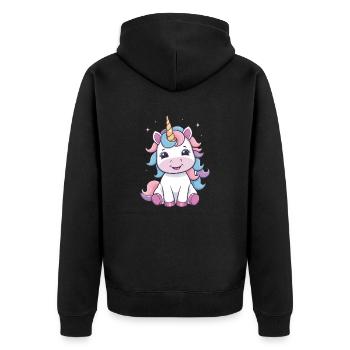 Süßes Baby-Einhorn – Magisches Design - Unisex Premium Bio Zip Hoodie - Schwarz - Hinten - Nico (187cm)
