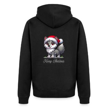 Wolf Merry Christmas - Unisex Premium Bio Zip Hoodie - Schwarz - Hinten - Nico (187cm)