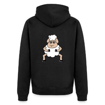 sheep tired bored look sheep stands cute - Unisex Premium Organic Zip Hoodie - black - Back - Nico (187cm)