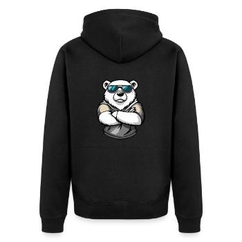 Polar Bear Sunglasses - Unisex Premium Organic Zip Hoodie - black - Back - Nico (187cm)