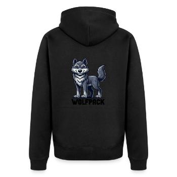 wolf comic - Unisex Premium Bio Zip Hoodie - Schwarz - Hinten - Nico (187cm)