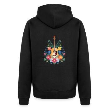 Harmonie florale de la guitare - Veste à capuche bio Premium Unisexe - noir - Dos - Nico (187cm)
