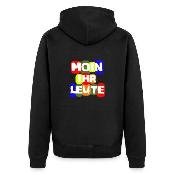 Language Shirt Moin you people fun - Unisex Premium Organic Zip Hoodie - black - Back - Nico (187cm)