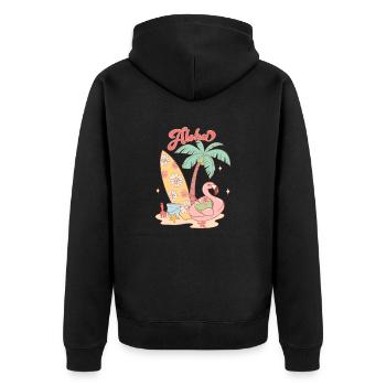 Sommer Vibes See Natur Flora Kunst Blumen Meer - Unisex Premium Bio Zip Hoodie - Schwarz - Hinten - Nico (187cm)