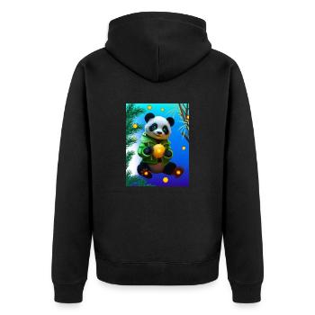 Cyber Zitrone Bambus Panda - Unisex Premium Bio Zip Hoodie - Schwarz - Hinten - Nico (187cm)