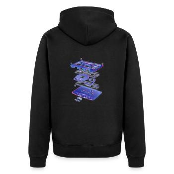 audio cassette tape compact 80s retro walkman - Unisex Premium Organic Zip Hoodie - black - Back - Nico (187cm)