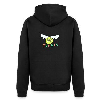 Tennisball - Unisex Premium Bio Zip Hoodie - Schwarz - Hinten - Nico (187cm)