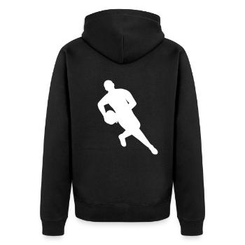 Rugby on the move - Unisex Premium Organic Zip Hoodie - black - Back - Nico (187cm)