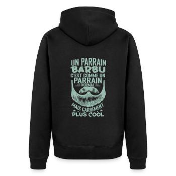 Un parrain barbu c'est comme un parrain normal - Veste à capuche bio Premium Unisexe - noir - Dos - Nico (187cm)