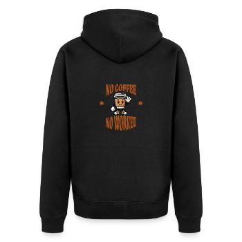 No Coffee, No Workee - Unisex Premium Organic Zip Hoodie - black - Back - Nico (187cm)