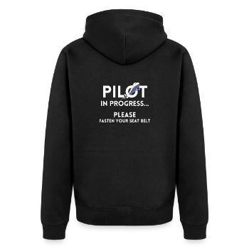 pilot in progress future pilot airplane aircraft - Unisex Premium Organic Zip Hoodie - black - Back - Nico (187cm)
