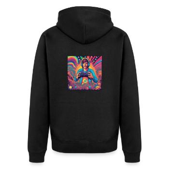 Gamer - GYM Session - Unisex Premium Bio Zip Hoodie - Schwarz - Hinten - Nico (187cm)