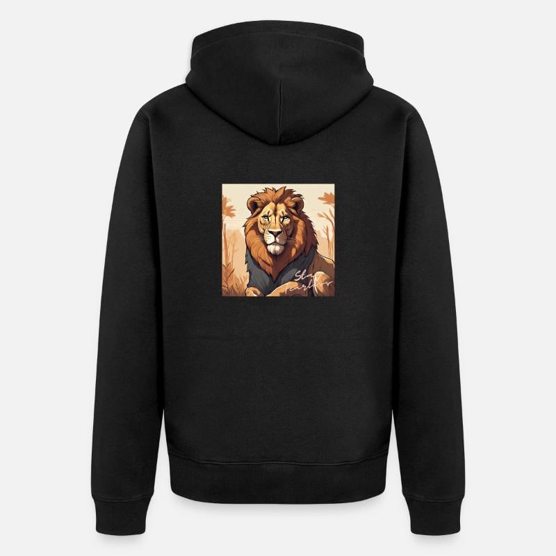 Restez intrépide - Lion Design - Veste à capuche bio Premium Unisexe - noir