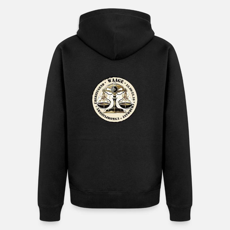 Sternzeichen Waage - Unisex Premium Bio Zip Hoodie - Schwarz