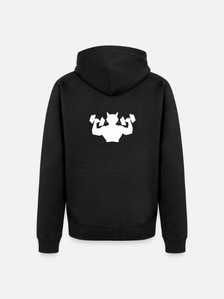 Body Builder Cat - Gym Bodybuilder Gym - Unisex Premium Organic Zip Hoodie - black