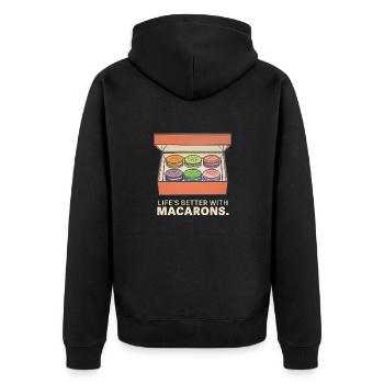 Life's Better with Macarons – Süße Leckerei - Unisex Premium Bio Zip Hoodie - Schwarz - Hinten - Nico (187cm)