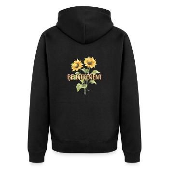 BE DIFFERENT Sunflower Self Love Positivity - Unisex Premium Organic Zip Hoodie - black - Back - Nico (187cm)
