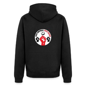 Love Football Hate Racism - Unisex Premium Bio Zip Hoodie - Schwarz - Hinten - Nico (187cm)
