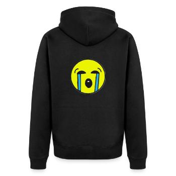 crying emoji - Unisex Premium Organic Zip Hoodie - black - Back - Nico (187cm)