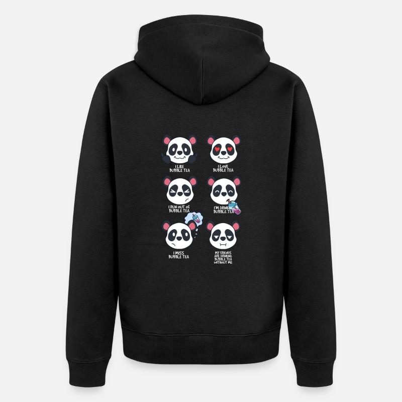 Panda and Bubble Tea - Unisex Premium Organic Zip Hoodie - black