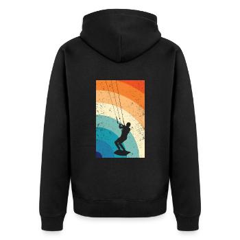 Kitesurfing - Unisex Premium Bio Zip Hoodie - Schwarz - Hinten - Nico (187cm)