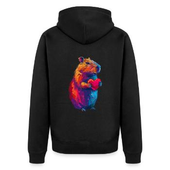 Wasserschwein - Unisex Premium Bio Zip Hoodie - Schwarz - Hinten - Nico (187cm)